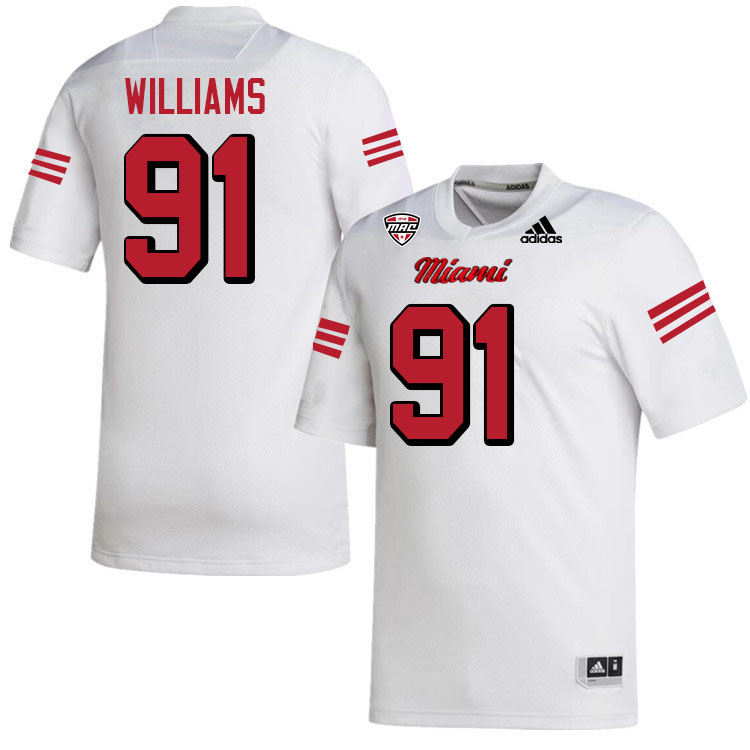 Miami University Redhawks #91 Sam Williams College Football Jerseys Stitched-White